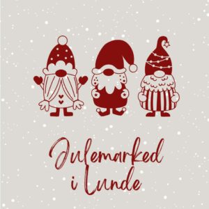 julemarked lunde tre røde nisser. Illustrasjon