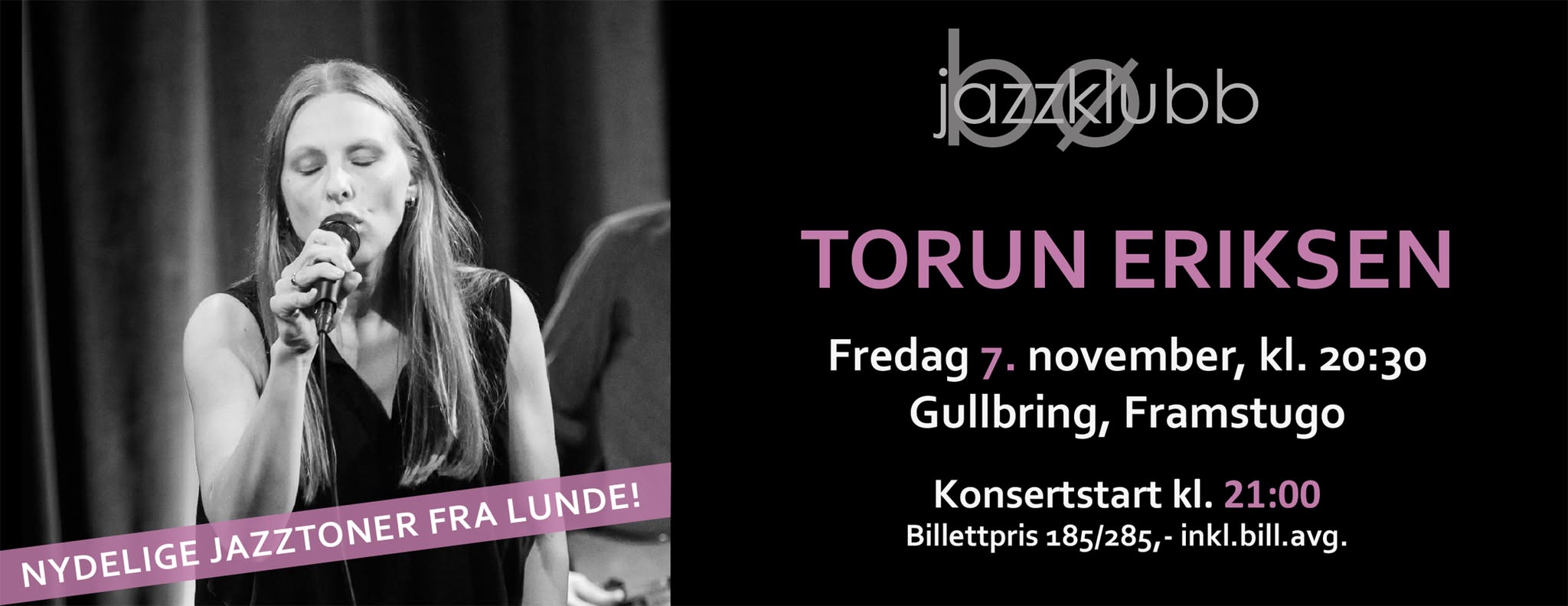 Jazzkonsert med vokalist 7. november kl. 20:30 i Gullbring. Nydelige jazztrofer fra Lunde!