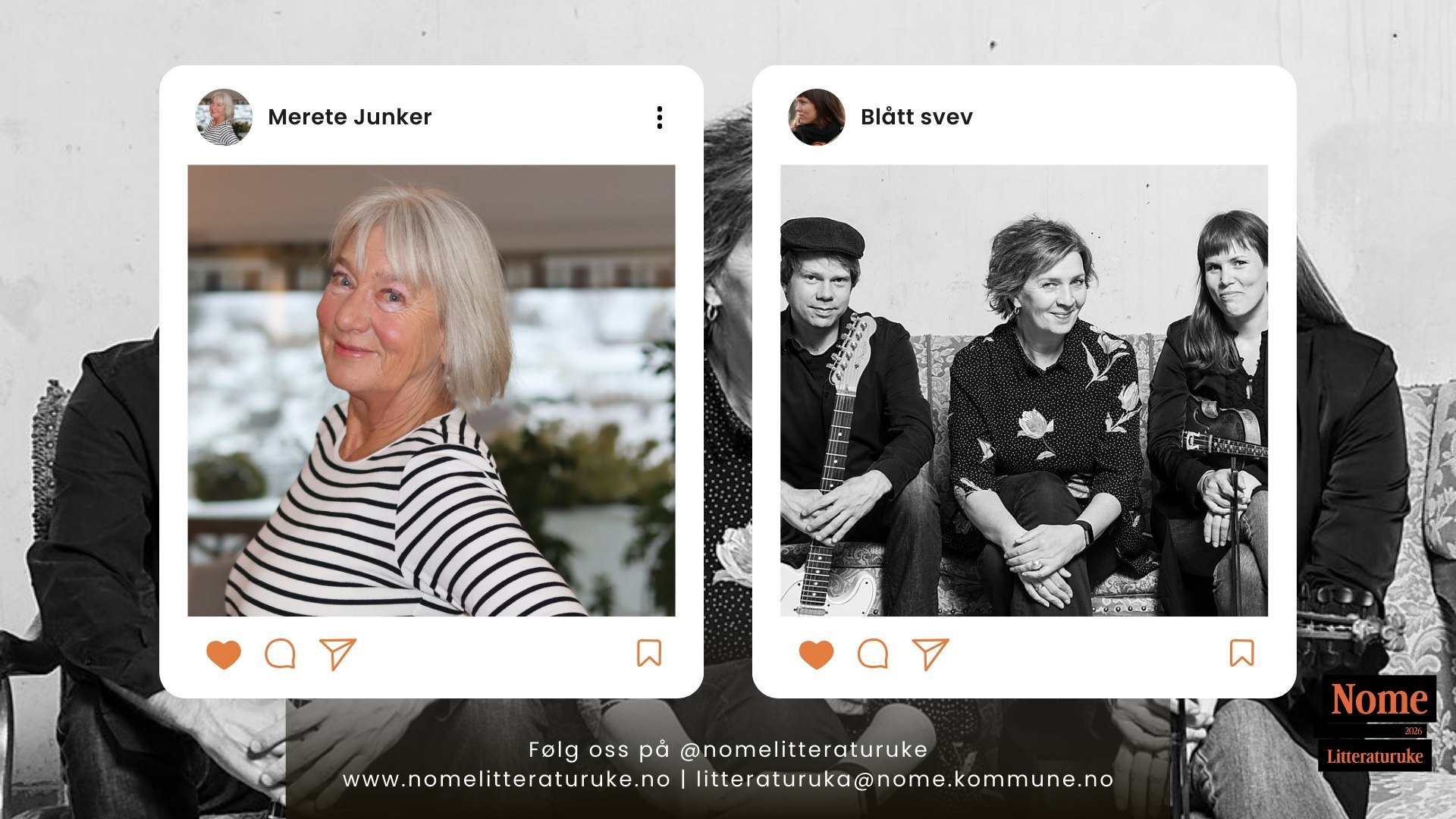 Bilde av Merete Junker og bandet Blått Svev under Nome Litteraturuke, musikk og litteratur i fokus.