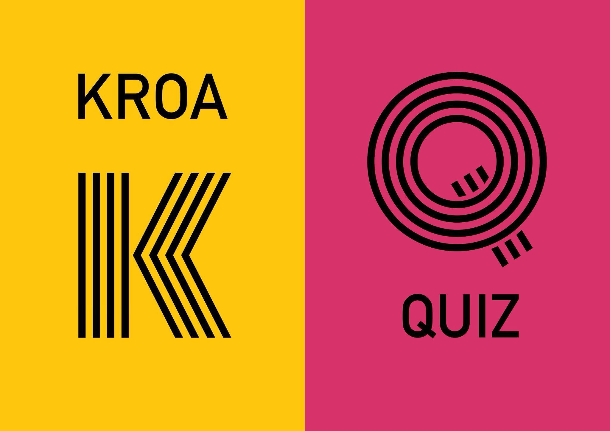 Beklager, jeg vet ikke hvem dette er. Her er alternativ tekst:Grafisk design med ordet KROA på gul bakgrunn og ordet QUIZ på rød bakgrunn.
