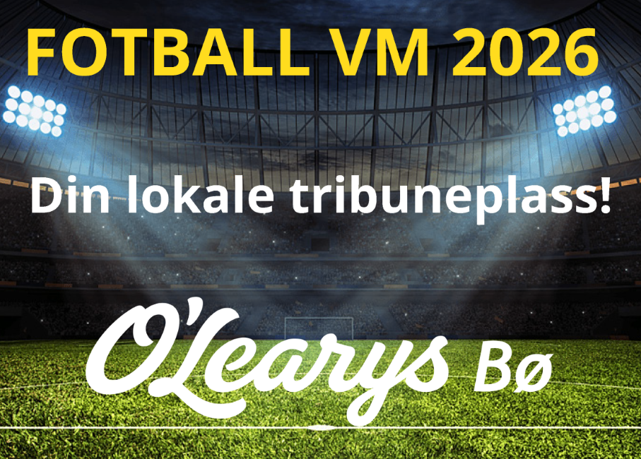 Fotball VM 2026 på O'Learys Bø stadion, din lokale tribuneplass med fantastisk atmosfære.