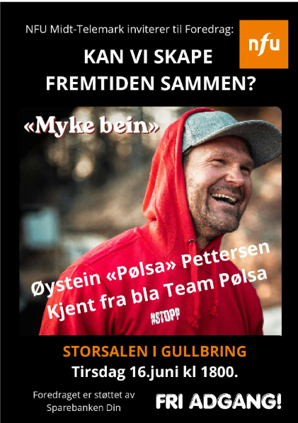 Foredrag om fremtidssamarbeid med Øystein «Pølsa» Pettersen i Gullbring 16. juni kl. 18:00. Fri inngang!